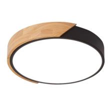 Plafon Redondo Preto com Detalhe Estilo Madeira 40cm Led 25W Bivolt 110V/220V