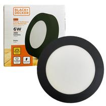 Plafon Redondo Sobrepor 6w Preto Branco Quente 3000K