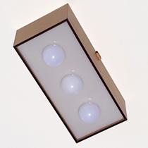 Plafon retangular em madeira e acrílico 3 Lâmpadas externa 35cm