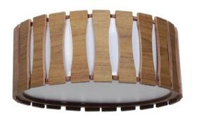 Plafon Ripado Freijó Redondo 35x35cm 4 luzes E27