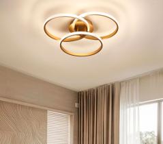Plafon Selene Dourado 50cm Led 45W 3 em 1 Bivolt