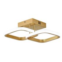 Plafon Selene Quadrado Dourado 37cm Led 20W 3 em 1 Bivolt