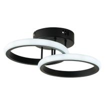Plafon Selene Redondo Preto 32cm Led 18W 3 em 1 Bivolt
