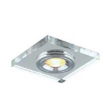 Plafon Semi-Embutido Quadrado Metal Cromado e Transparente para 1 Lâmpada - Bella Plafon Semi-Embutido Quadrado Metal Cromado e Transparente para 1 Lâmpada - Bella