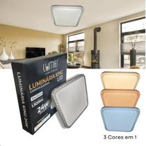 Plafon Sobrepor de Acrílico 24w Quadrado 30x30cm King Moderno 3 Temperatura de Cor Led Integrado - Lumier