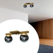 Plafon Sobrepor de Teto lustre Jabuticaba Com 2 Globos Vidros 10cm Para sala, Cozinha, Quarto, Escritório