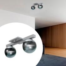 Plafon Sobrepor de Teto lustre Jabuticaba Com 2 Globos Vidros 10cm Para sala, Cozinha, Quarto, Escritório