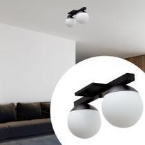 Plafon Sobrepor de Teto lustre Jabuticaba Com 2 Globos Vidros 12cm Para sala, Cozinha, Quarto