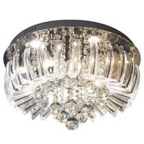 Plafon Sobrepor LED Cristal e Acrílico Greta 45cm 24W 3000K Luz Amarela Esquilos Shop