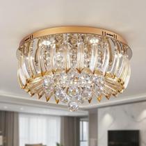 Plafon Sobrepor LED Cristal e Acrílico Greta 45cm 24W Dourado Esquilos Shop