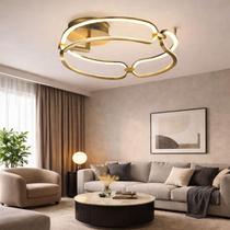 Plafon Sobrepor Luminaria Lustre 3000k Branco Quente 60w 45cm Dcx03040 Dourado Mesa de Jantar Quarto Sala Moderna Plafon Sobrepor Luminaria Lustre 3000k Branco Quente 60w 45cm Dcx03040 Dourado Mesa de Jantar Quarto Sala Moderna