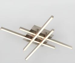 Plafon sobrepor moderno slim perfis LED integrado hastes cruzadas 50x50cm