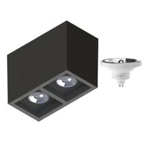 Plafon Sobrepor P/ 2 Lâmpada Boxit + 2 Lâmpada AR111 12W 4000K Plafon Sobrepor P/ 2 Lâmpada Boxit + 2 Lâmpada AR111 12W 4000K