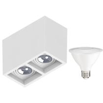 Plafon Sobrepor Recuo PAR30 + 2 Lâmpada LED 10W 2700K E27