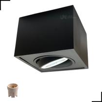 Plafon Spot de Sobrepor Box Quadrado Alumínio Par20 E27 Direcionável - JNLeds