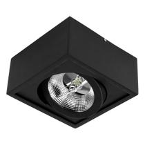 Plafon Spot Sobrepor Quad Preto Box Orluce + LED AR111 Br. Frio ST2763