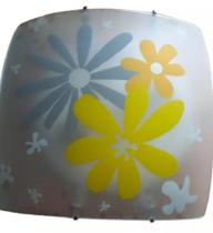 Plafon Vidro Quadrado Serigrafado Flores Blumenau 30cm