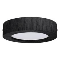 Plafon Wood Madeira Redondo Led 12W Bivolt Preto