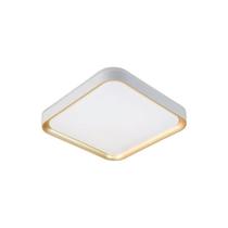 Plafon Yael 25w Quadrado 40cm Branco e Dourado