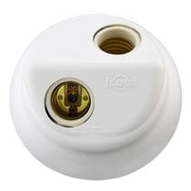 Plafonier Duplo Branco C/ Soquete E-27 Em Porcelana - Ilumi