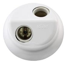 Plafonier Duplo Branco Soquete Porcelana E-27 Bivolt - Ilumi 18092