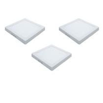 Plafons Modaza Polipropileno de Sobrepor Quadrado, 18W, Branco - 3 Unidades