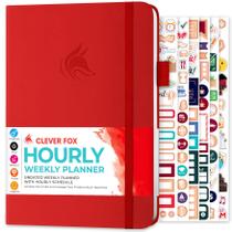 Planner Clever Fox Schedule A5 Red com horários e adesivos