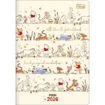 Planner Grampeado 17,8 x 25,4 cm Pooh 90 G 2026 - Bege - Personagens Caminhando