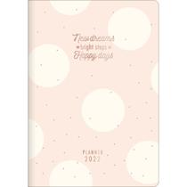 Planner Grampeado 17,8 x 25,4 cm Soho 90 G 2022 - Poá Grande Fundo Rosa