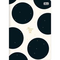 Planner Grampeado 17,8 x 25,4 cm West Village 90 G 2026 - Fundo Branco e Bolas Pretas Planner Grampeado 17,8 x 25,4 cm West Village 90 G 2026 - Fundo Branco e Bolas Pretas