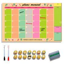 Planner Lousa Planejamento Mensal Quadro Magnético 12 Imãs e 2 Canetas