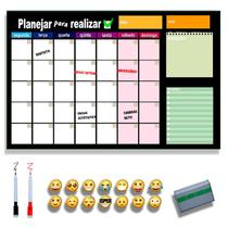 Planner Lousa Planejamento Semanal Quadro Magnético 2 Canetas e 12 Imãs