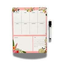Planner Magnético de geladeira Agenda Floral Diária Semanal e calendário Permanente de 21x29 cm Decoração de Casa mãe Mulher