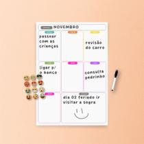 Planner Planejamento Semanal Quadro Branco pequeno ou grande 12 Imãs e 2 Canetas com apagador Planner Planejamento Semanal Quadro Branco pequeno ou grande 12 Imãs e 2 Canetas com apagador