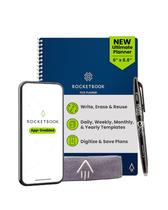 Planner Rocketbook Flex, reutilizável, inteligente, sem data, azul marinho