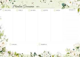 Planner Semanal De Mesa 52 Folhas A4 Permanente Florais - Arwetech