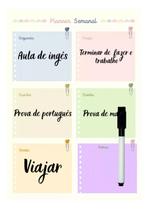 Planner Semanal Mensal Magnetico Ima De Geladeira Com Caneta