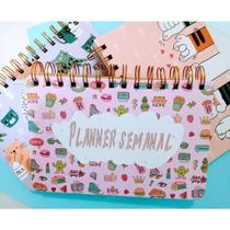 Planner Semanal Permanente Não Datado Espiral Capa Dura Kawaii Fofura Agenda 52 Fls