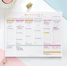 Planner Semanal ThreeKin Bloco de 52 Folhas 22x28 cm