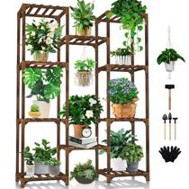 Plant Stand Uneedem Indoor Outdoor 10 camadas 11 vasos de madeira Plant Stand Uneedem Indoor Outdoor 10 camadas 11 vasos de madeira