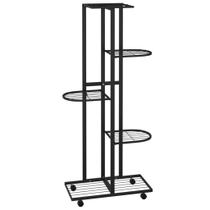 Plant Stand vidaXL Black Iron com rodas 39,4x17,3x9,1 cm