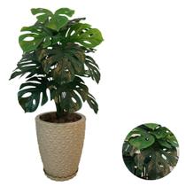 Planta Artifical Costela De Adão +vaso Polietileno Completo -