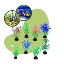 Planta Artificial 8cm N4 kit com 8 Para Aquário Terrário e Decoração.
