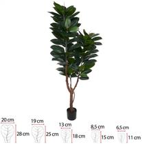 Planta Artificial Arvore Ficus Elastica Real Toque Pu C/Pote X79 Verde 1,8cm