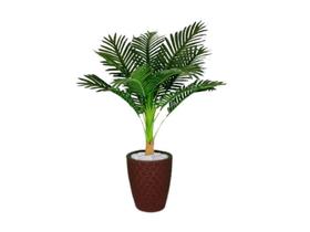 Planta Artificial Árvore Palmeira 95cm Real Toque Kit + Vaso E. Marrom 32cm - FLORESCER DECOR