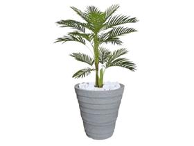 Planta Artificial Árvore Palmeira Areca 1,1m kit + Vaso Redondo D. Grafiato Cinza 40cm - FLORESCER DECOR