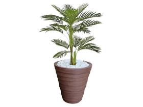 Planta Artificial Árvore Palmeira Areca 1,1m kit + Vaso Redondo D. Grafiato Marrom 40cm - FLORESCER DECOR
