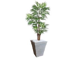 Planta Artificial Árvore Palmeira Phoenix 1,77m kit + Vaso Trapézio D. Grafiato Cinza 40cm - FLORESCER DECOR