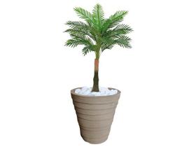 Planta Artificial Árvore Palmeira Real Toque 1,2m kit + Vaso Redondo D. Grafiato Bege 40cm - FLORESCER DECOR
