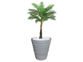 Planta Artificial Árvore Palmeira Real Toque 1,2m kit + Vaso Redondo D. Grafiato Cinza 40cm - FLORESCER DECOR
